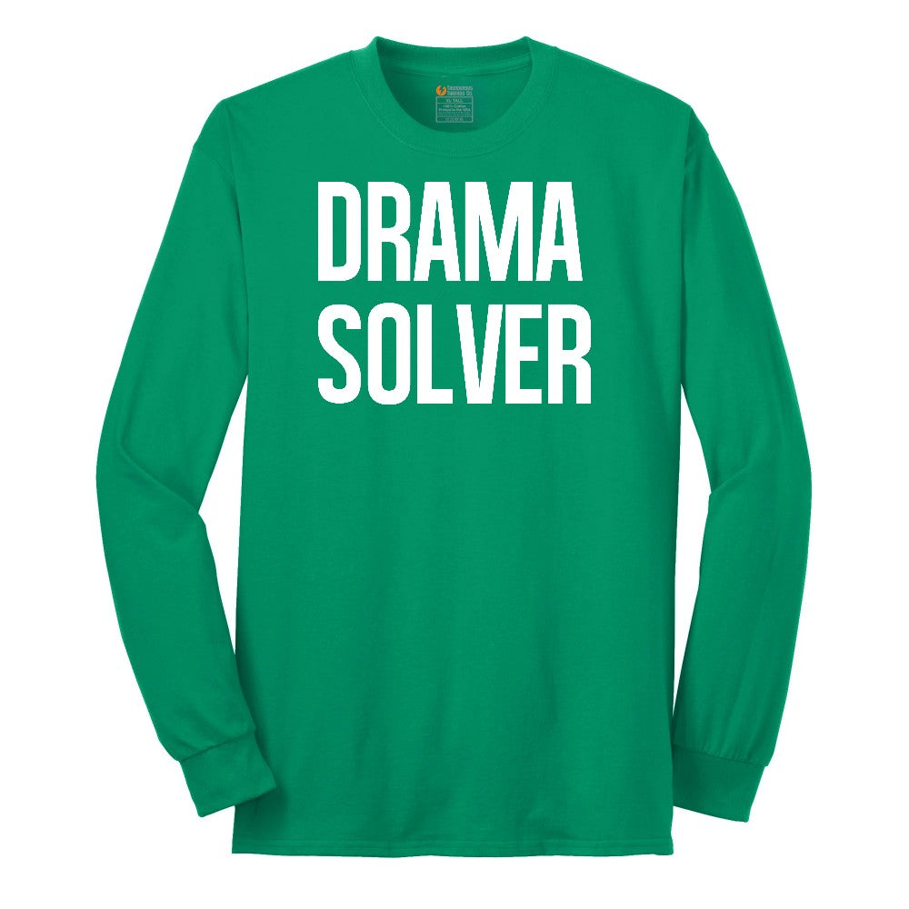Drama Solver - Mens & Ladies T-Shirt Long Sleeve Tee - Kelly Green