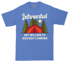 Introverted but Willing to Discuss Camping | Mens Tall T-Shirt