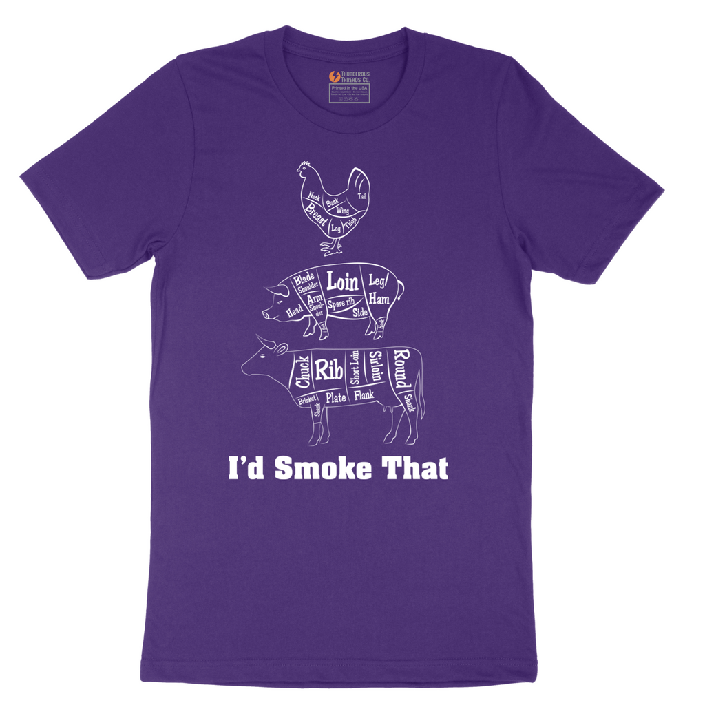 I'd Smoke That Meat Chart Version - Mens T-Shirt - Sizes S - 6XL