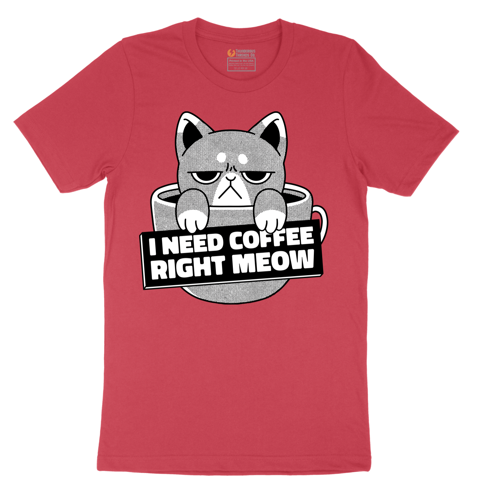 I Need Coffee Right Meow - Mens T-Shirt - Sizes S - 6XL
