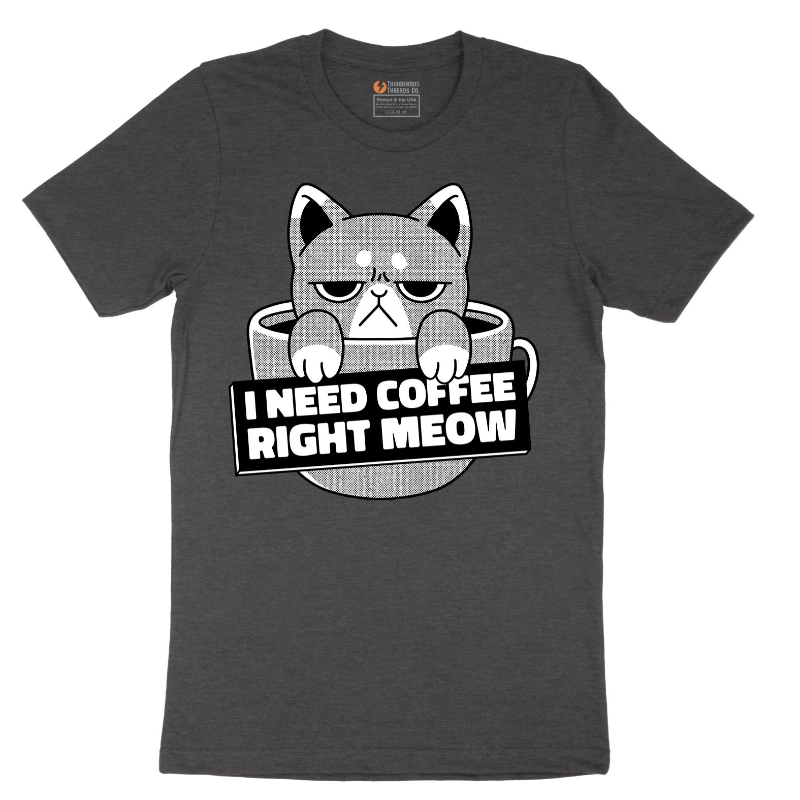 I Need Coffee Right Meow - Mens T-Shirt - Sizes S - 6XL
