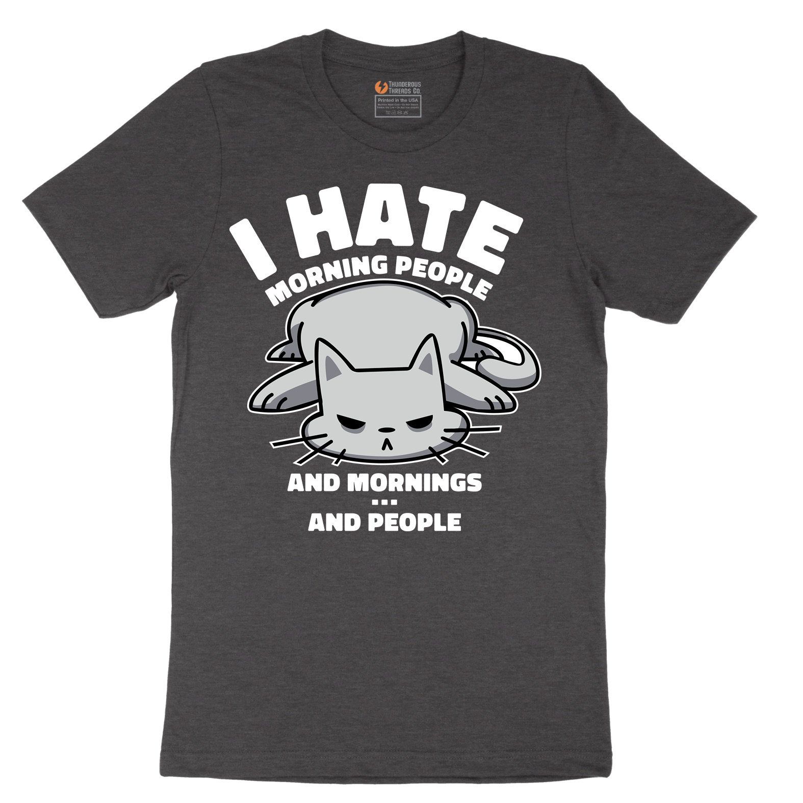 I Hate Morning People and Mornings and People Cat Shirt - Mens T-Shirt - Sizes S - 6XL