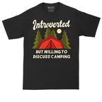 Introverted but Willing to Discuss Camping | Mens Tall T-Shirt