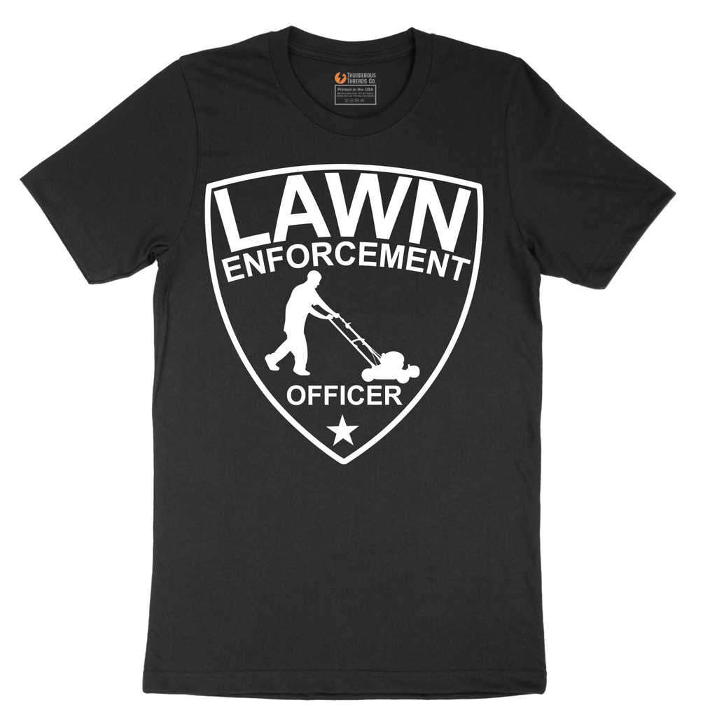 Lawn Enforcement Officer_Push Mower - Mens T-Shirt - Sizes S - 6XL