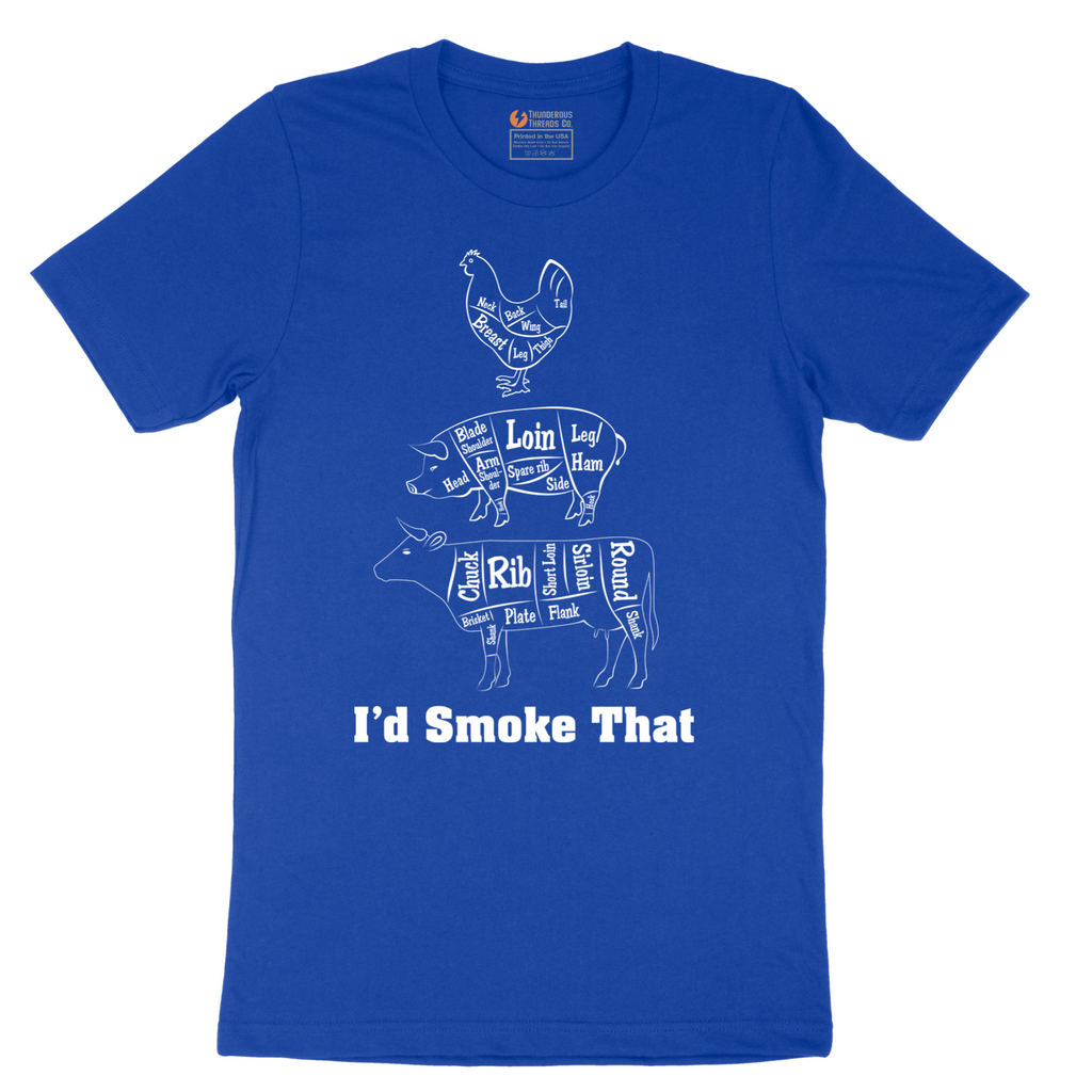 I'd Smoke That Meat Chart Version - Mens T-Shirt - Sizes S - 6XL