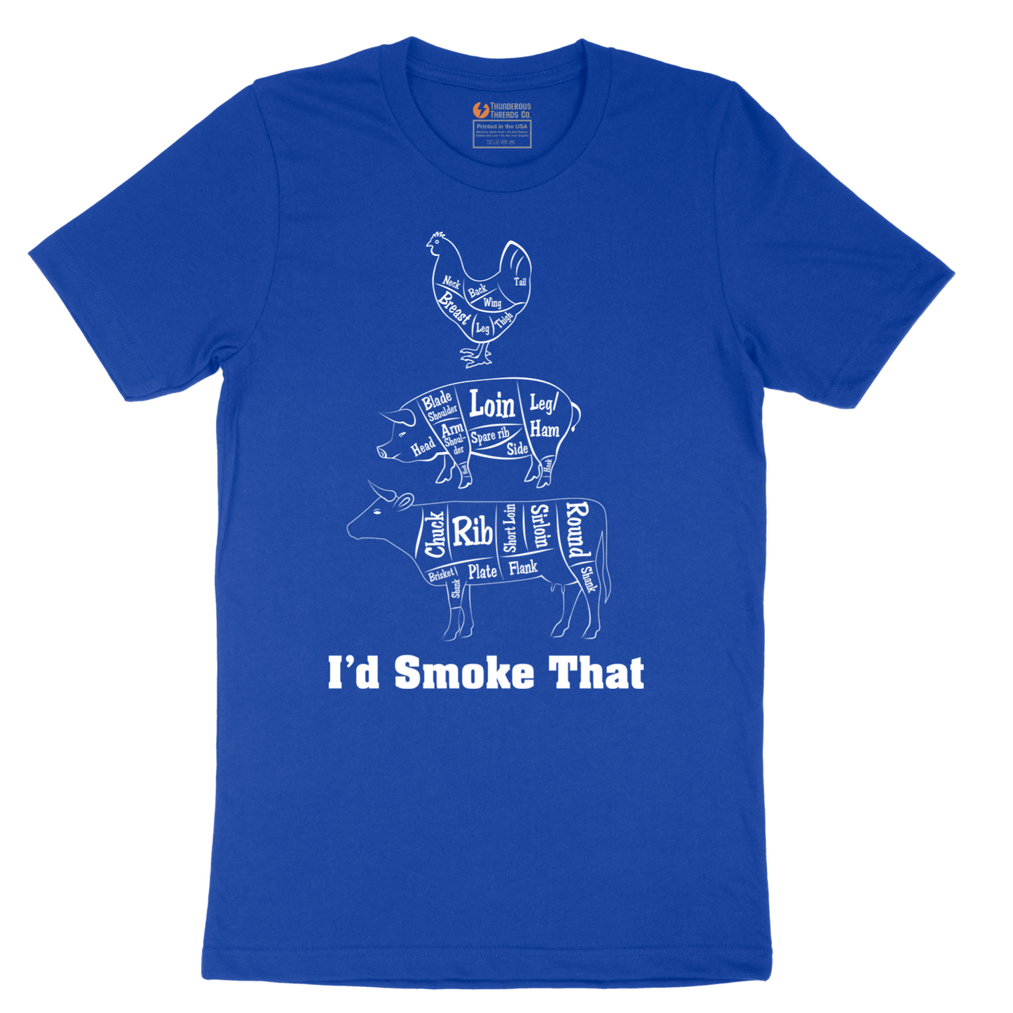 I'd Smoke That Meat Chart Version - Mens T-Shirt - Sizes S - 6XL