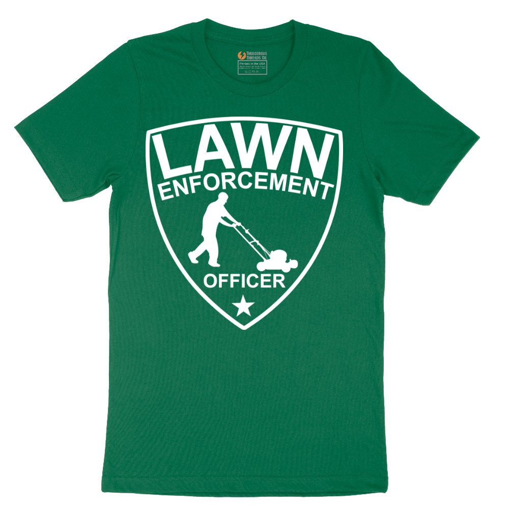 Lawn Enforcement Officer_Push Mower - Mens T-Shirt - Sizes S - 6XL