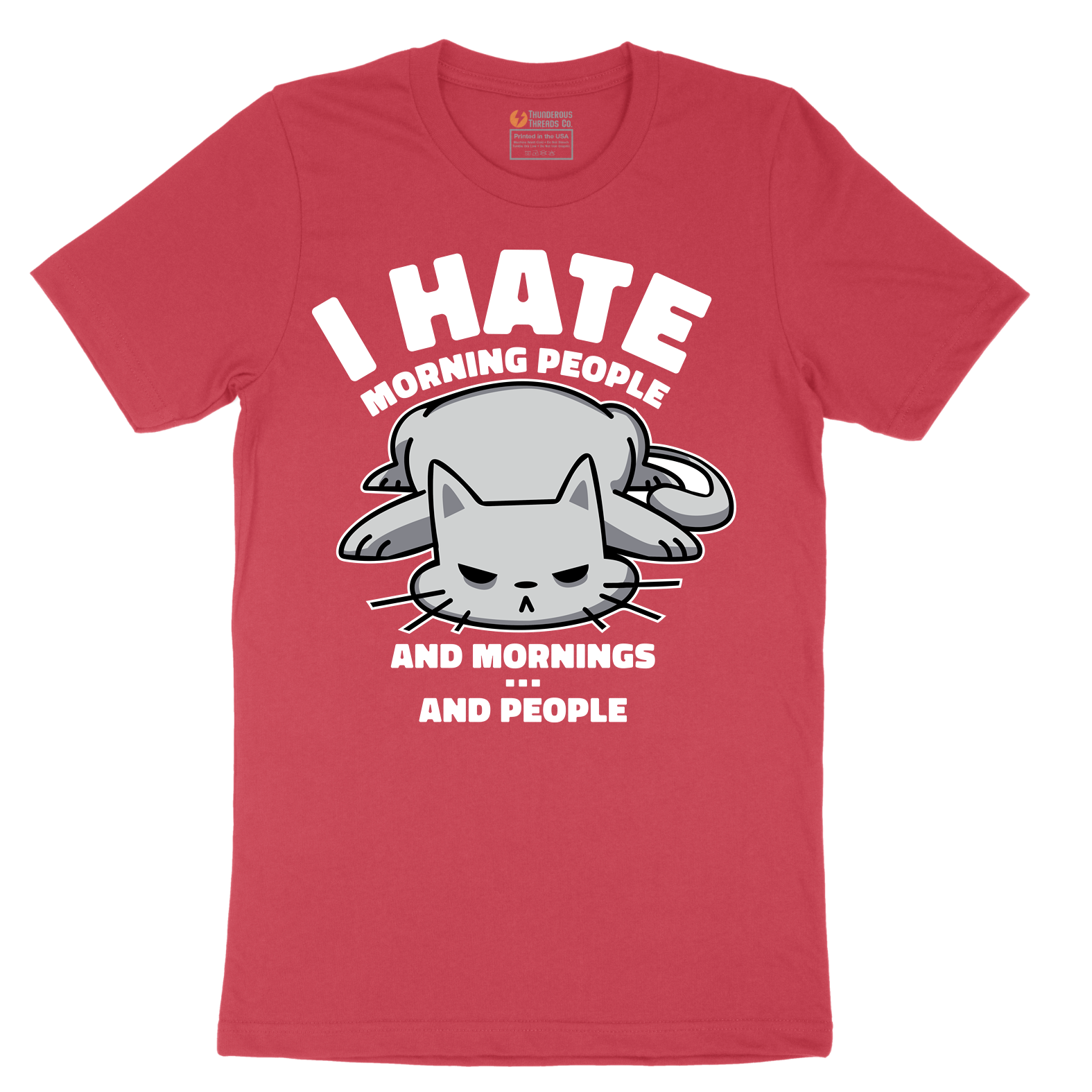 I Hate Morning People and Mornings and People Cat Shirt - Mens T-Shirt - Sizes S - 6XL