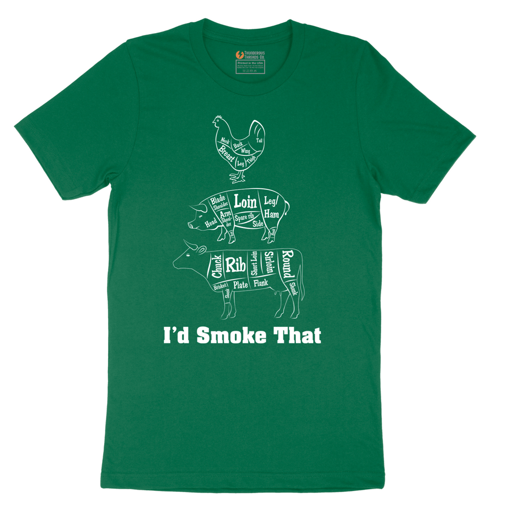 I'd Smoke That Meat Chart Version - Mens T-Shirt - Sizes S - 6XL