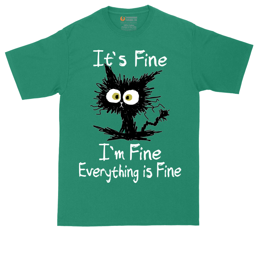 Stressed Cat Everything is Fine | Mens Tall T-Shirt