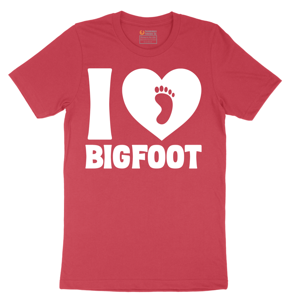 I Love Bigfoot - Mens T-Shirt - Sizes S - 6XL