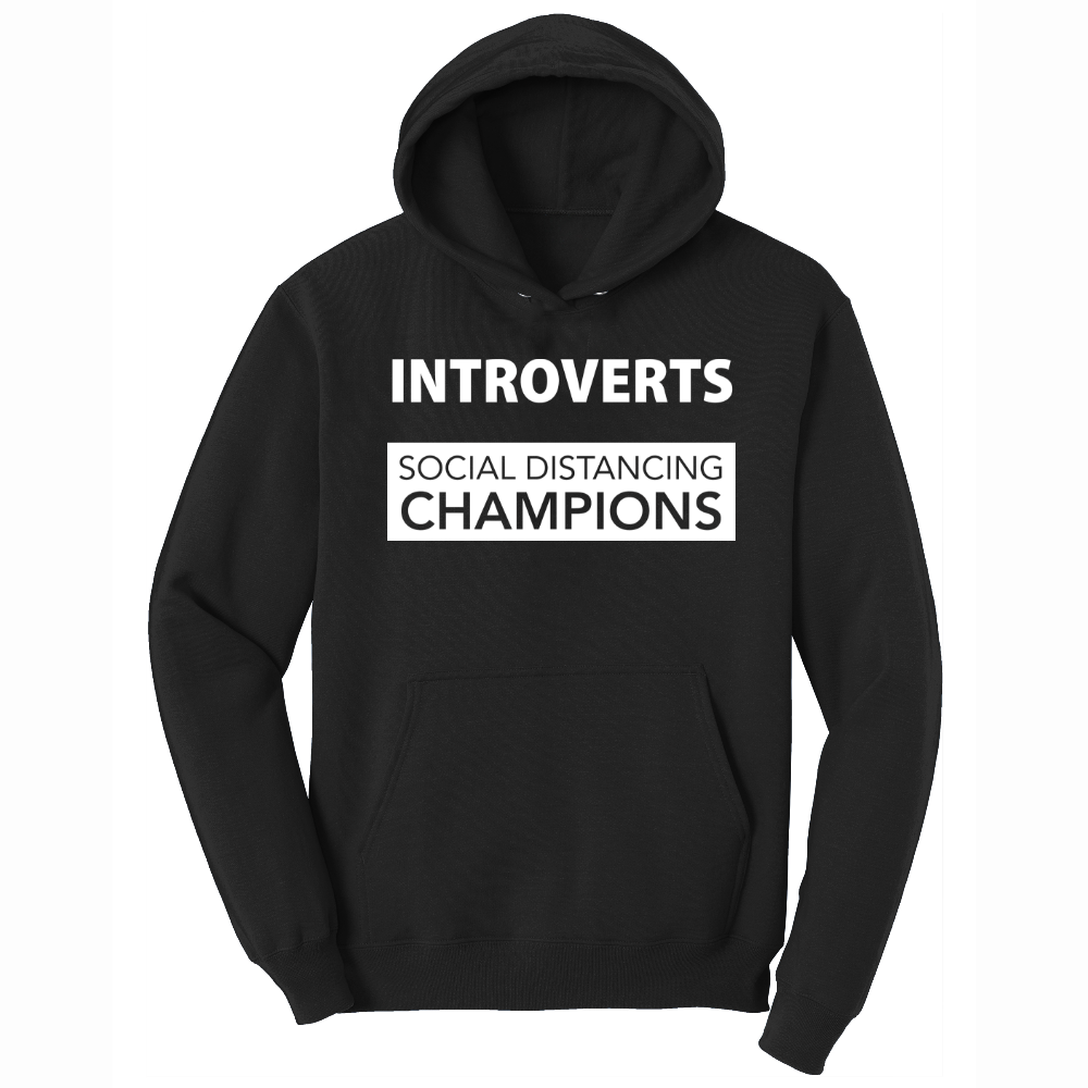 Introverts_Social Distancing Champions - Mens Big & Tall Hooded Sweatshirt - Sizes XLT - 4XLT