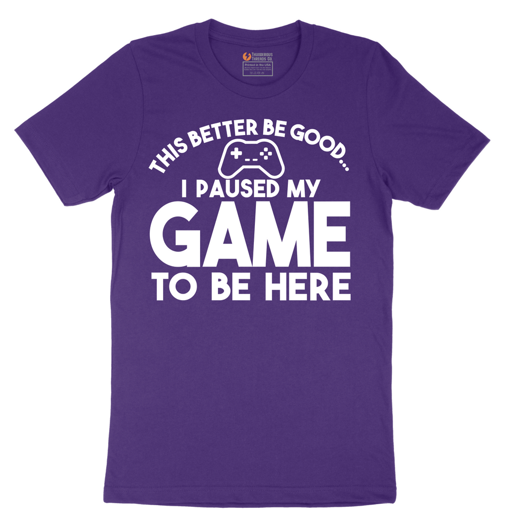This Better Be Good I Paused My Game to Be Here - Mens T-Shirt - Sizes S - 6XL