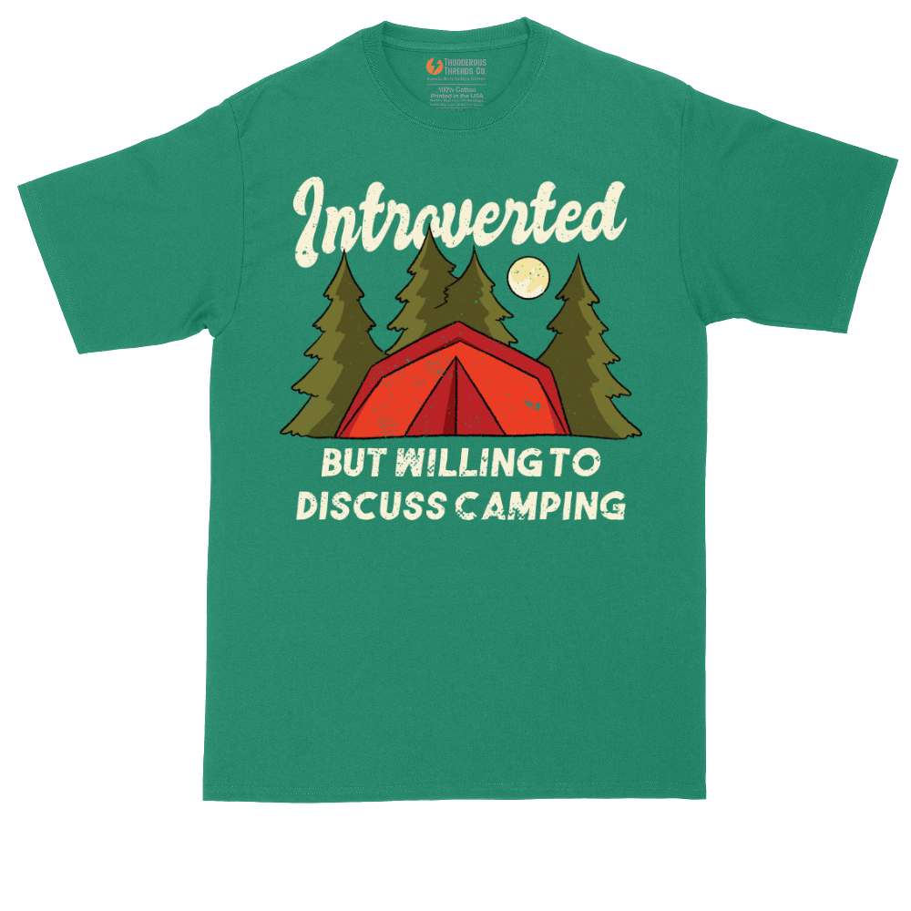 Introverted but Willing to Discuss Camping | Mens Tall T-Shirt