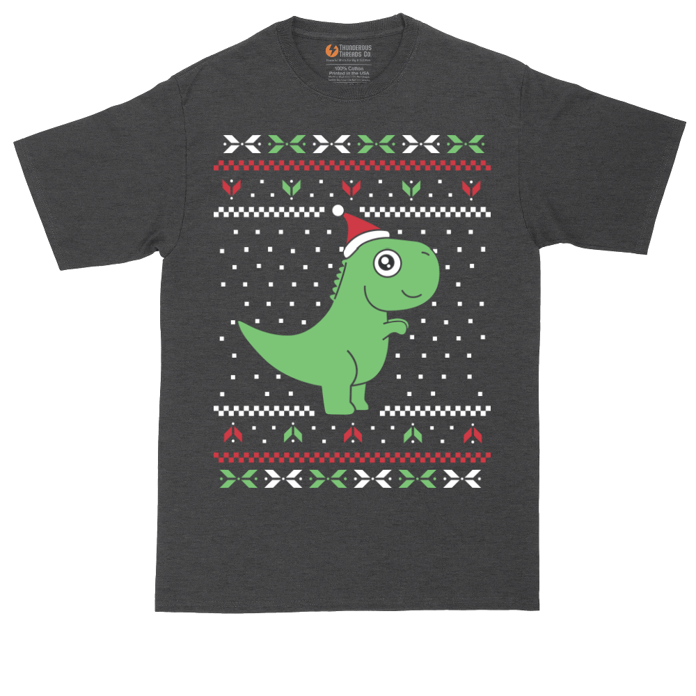 T-Rex Ugly Christmas Sweater | Mens Tall T-Shirt