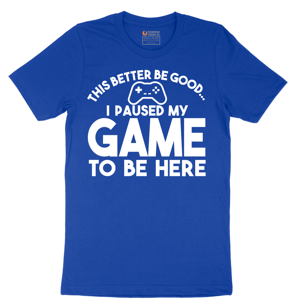 This Better Be Good I Paused My Game to Be Here - Mens T-Shirt - Sizes S - 6XL
