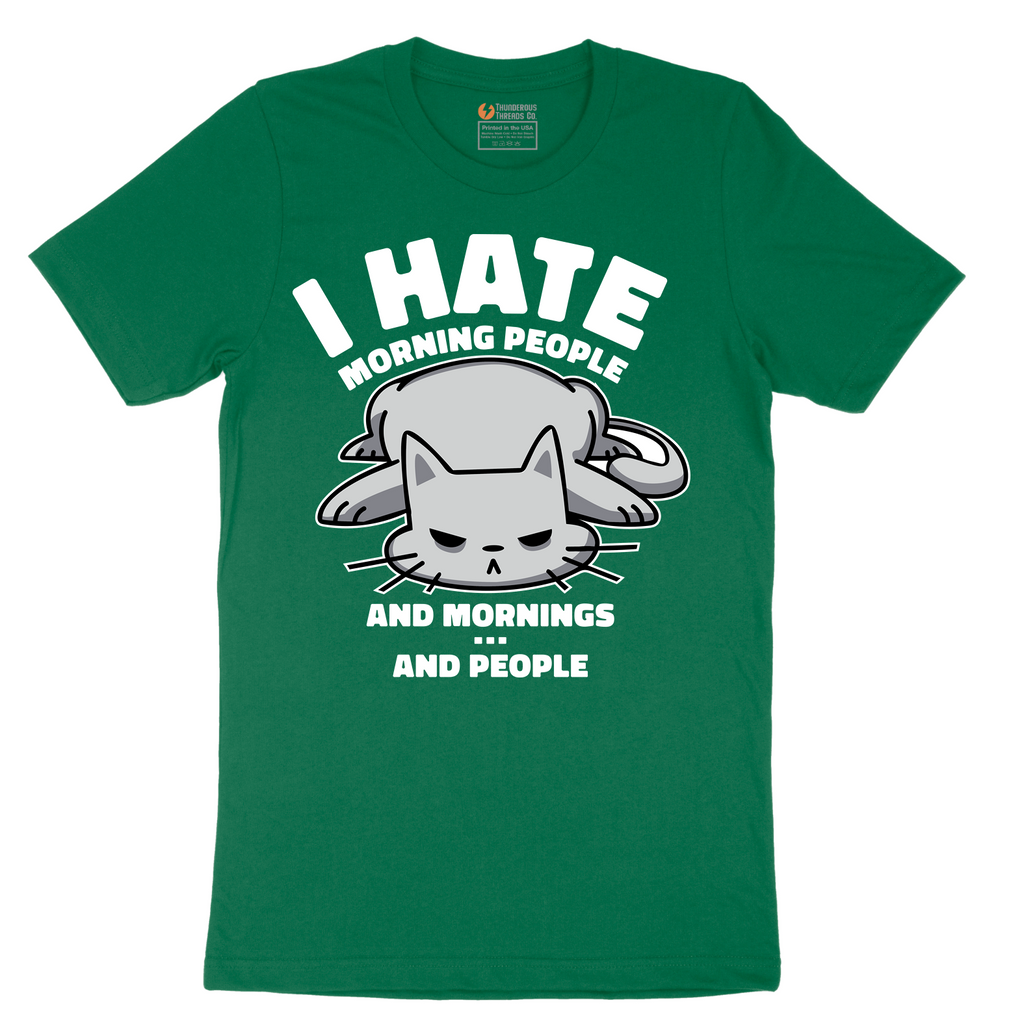I Hate Morning People and Mornings and People Cat Shirt - Mens T-Shirt - Sizes S - 6XL