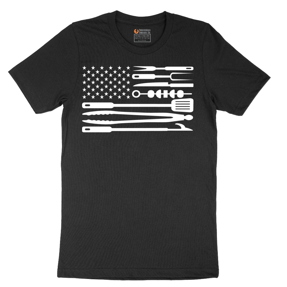 American Flag Barbeque Tools - Mens T-Shirt - Sizes S - 6XL