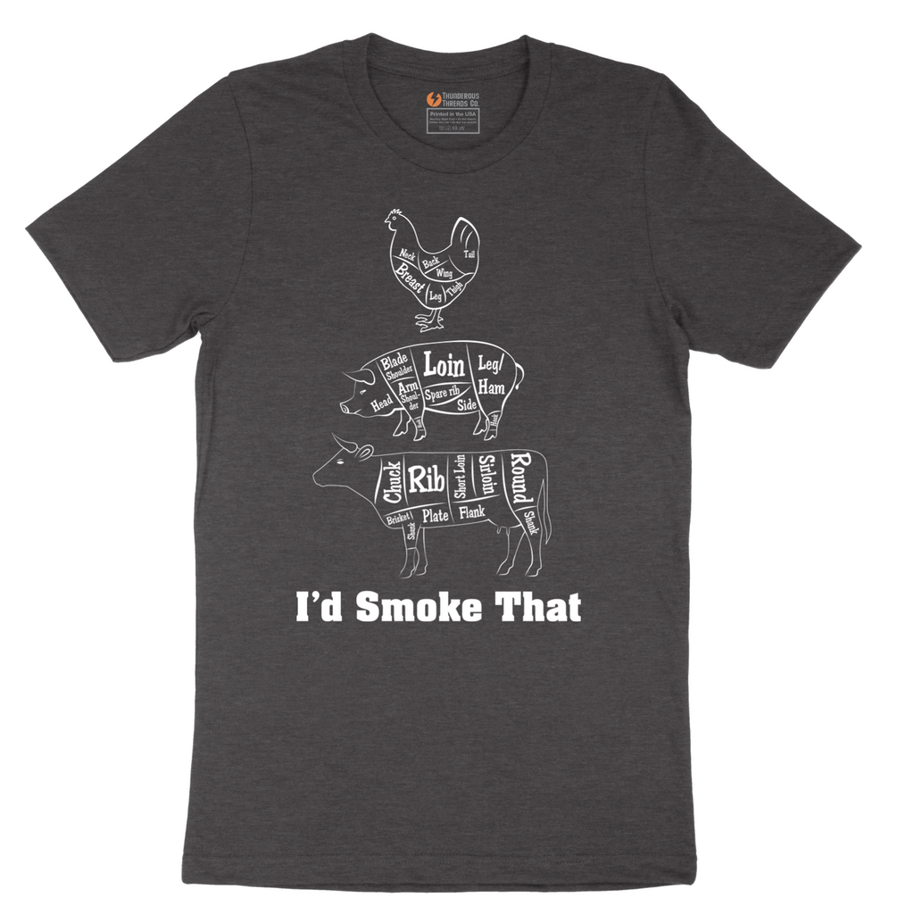 I'd Smoke That Meat Chart Version - Mens T-Shirt - Sizes S - 6XL