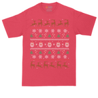 Santa and Reindeer Ugly Christmas Sweater | Mens Tall T-Shirt