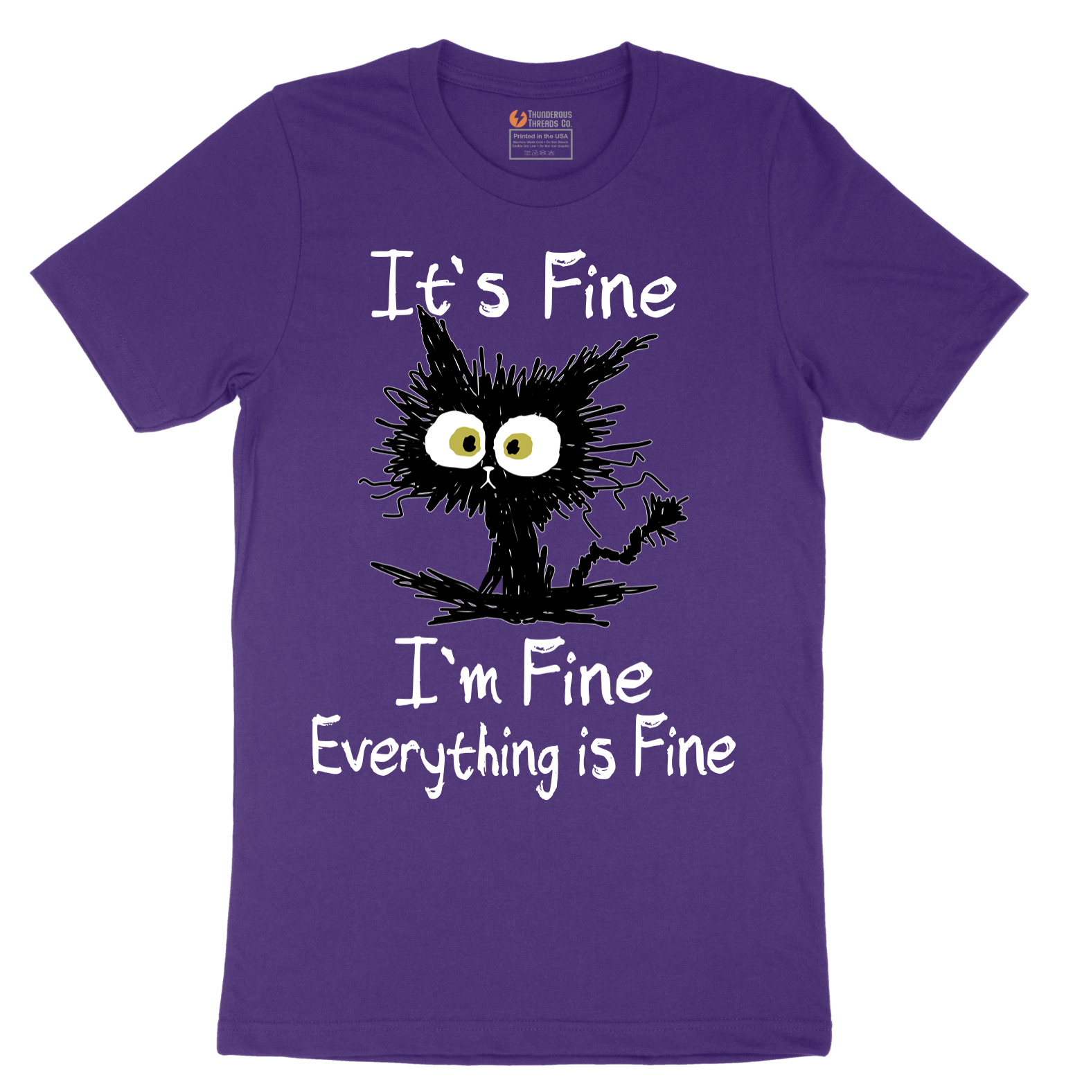 Stressed Cat Everything is Fine - Mens T-Shirt - Sizes S - 6XL