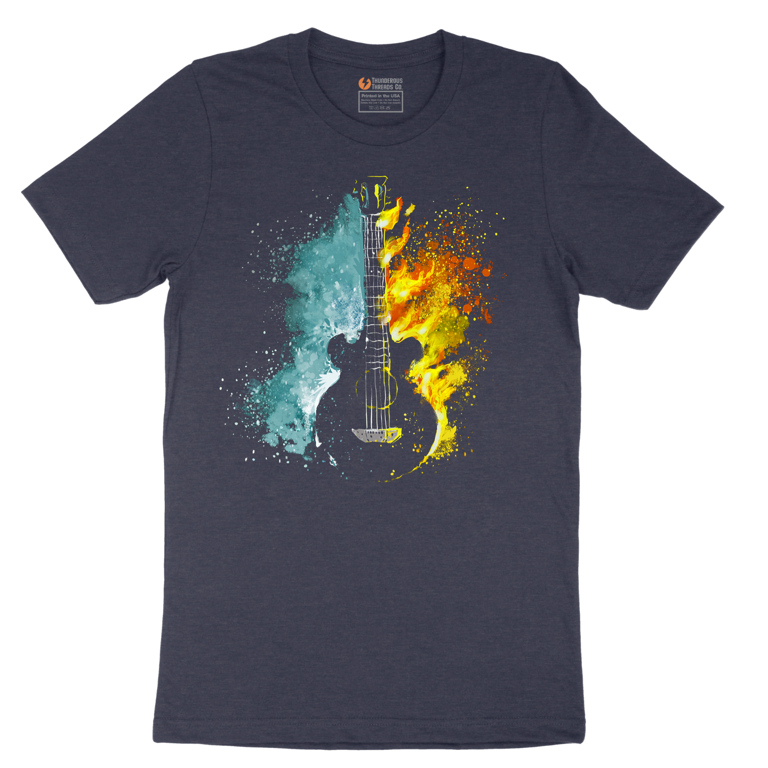 Guitar Fire and Water - Mens T-Shirt - Sizes S - 6XL