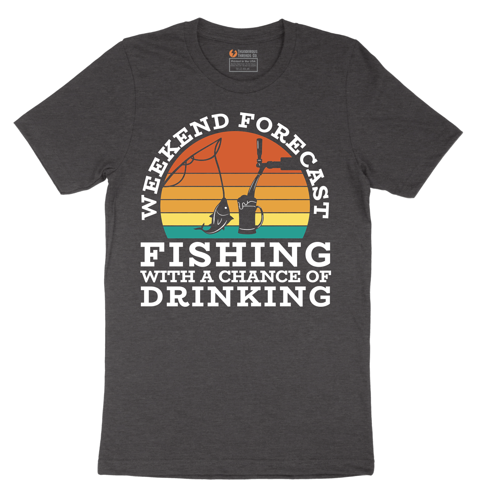 Weekend Forecast_Fishing with a Chance of Drinking - Mens T-Shirt - Sizes S - 6XL