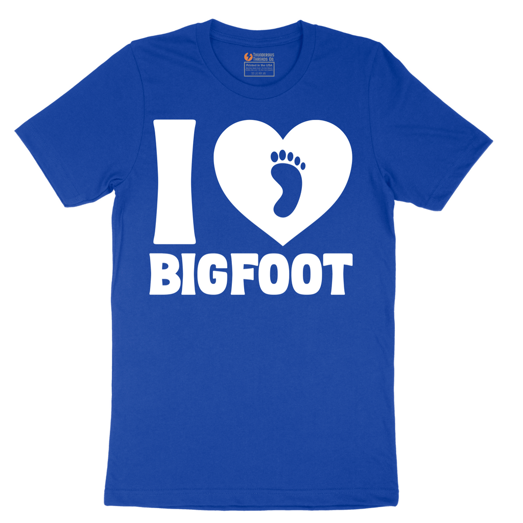 I Love Bigfoot - Mens T-Shirt - Sizes S - 6XL