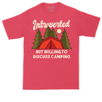 Introverted but Willing to Discuss Camping | Mens Tall T-Shirt
