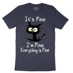 Stressed Cat Everything is Fine - Mens T-Shirt - Sizes S - 6XL