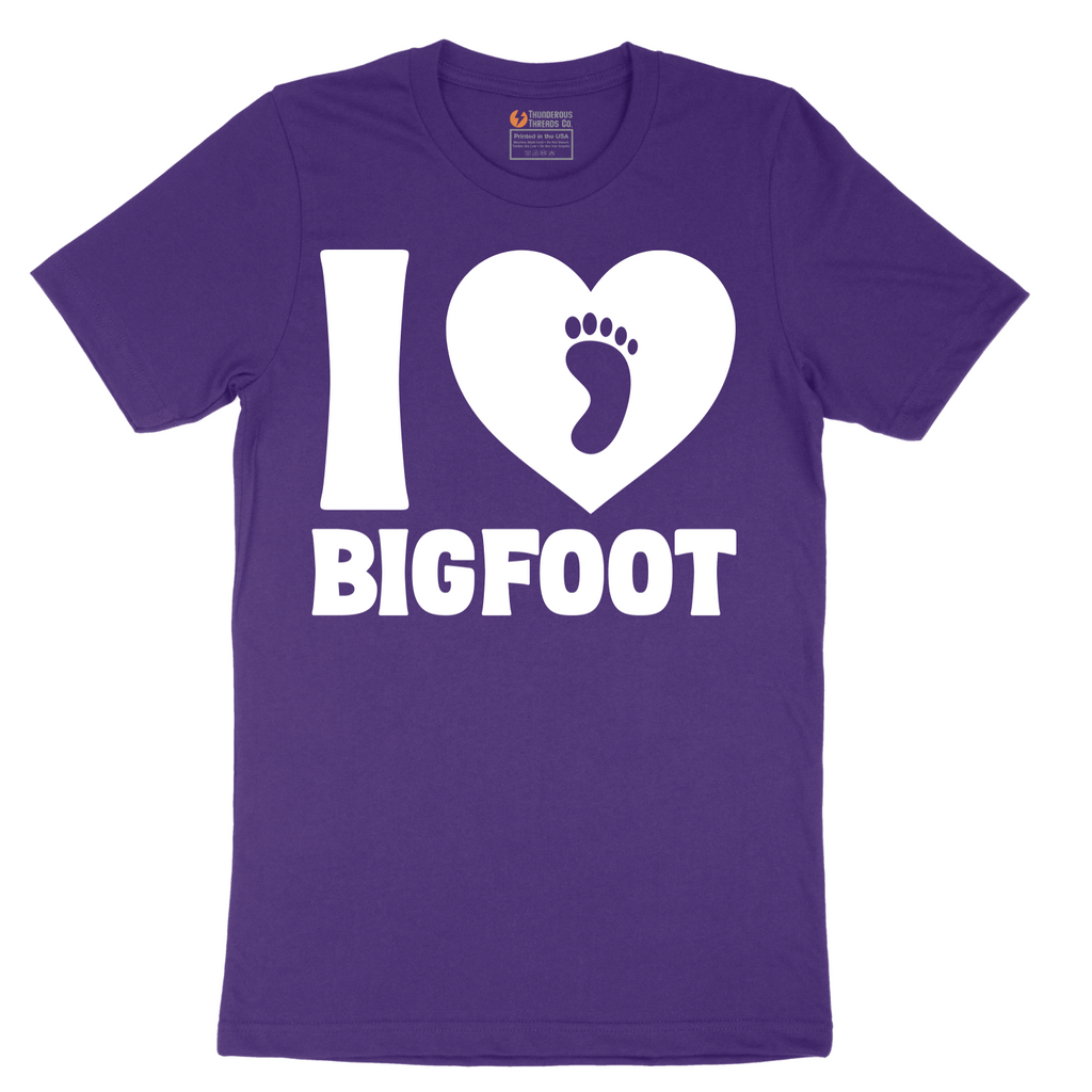 I Love Bigfoot - Mens T-Shirt - Sizes S - 6XL
