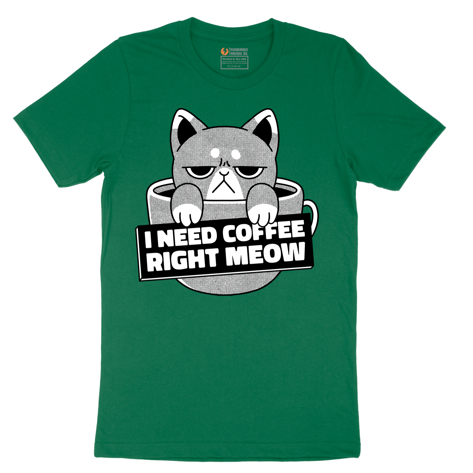 I Need Coffee Right Meow - Mens T-Shirt - Sizes S - 6XL
