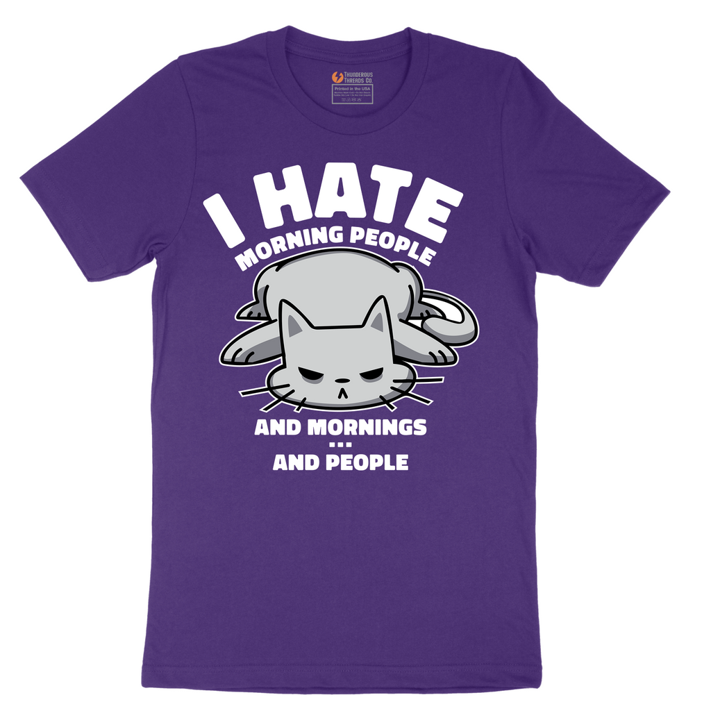I Hate Morning People and Mornings and People Cat Shirt - Mens T-Shirt - Sizes S - 6XL