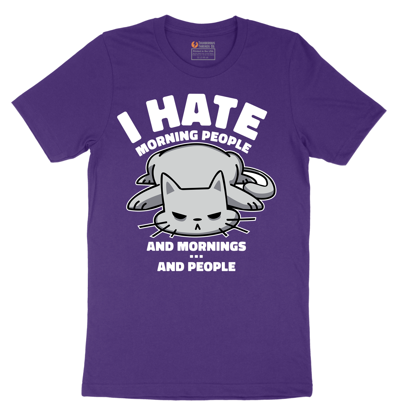 I Hate Morning People and Mornings and People Cat Shirt - Mens T-Shirt - Sizes S - 6XL