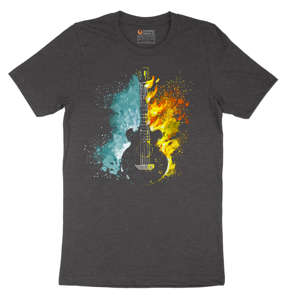 Guitar Fire and Water - Mens T-Shirt - Sizes S - 6XL