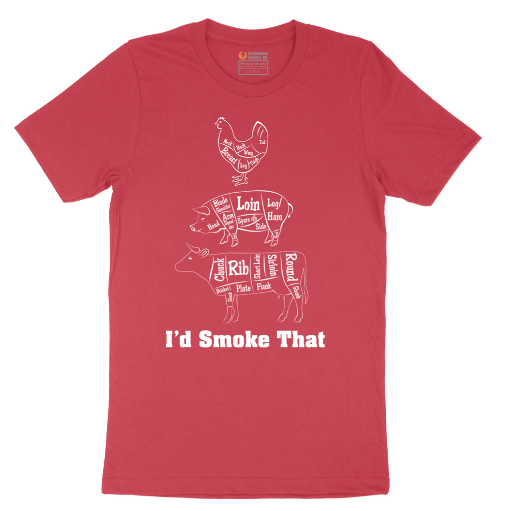 I'd Smoke That Meat Chart Version - Mens T-Shirt - Sizes S - 6XL
