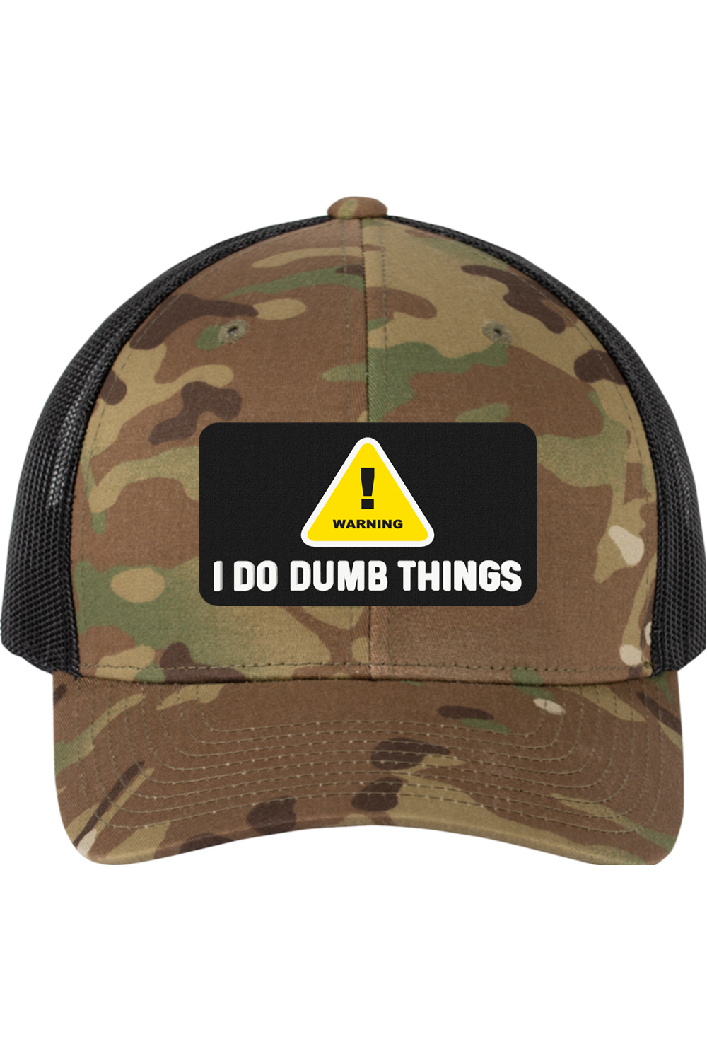 Warning I Do Dumb Things - 3D Patch Trucker Hat