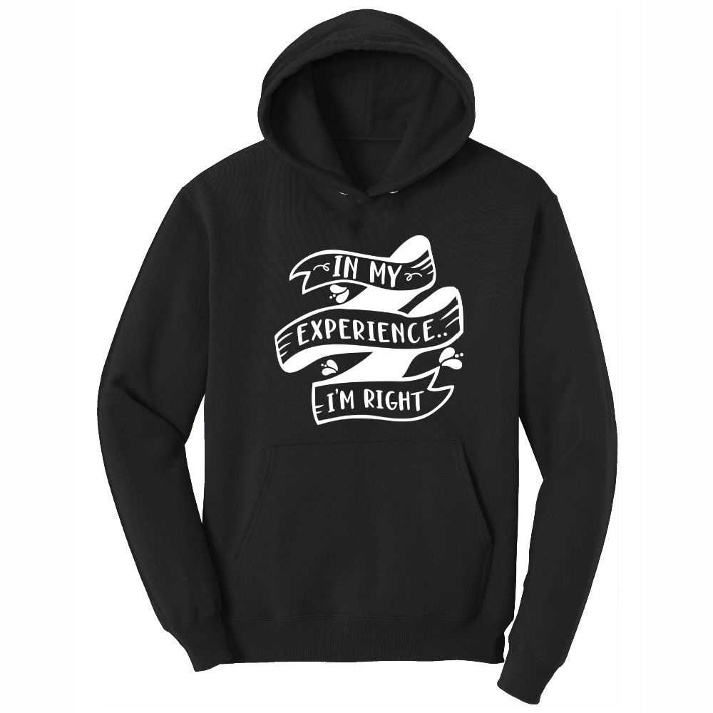 In My Experience I'm Right - Mens Big & Tall Hooded Sweatshirt - Sizes XLT - 4XLT