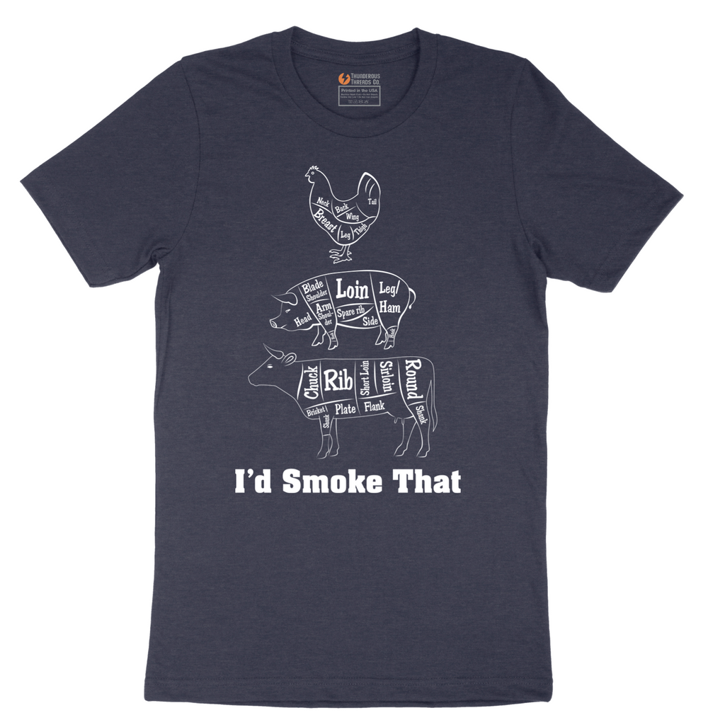 I'd Smoke That Meat Chart Version - Mens T-Shirt - Sizes S - 6XL