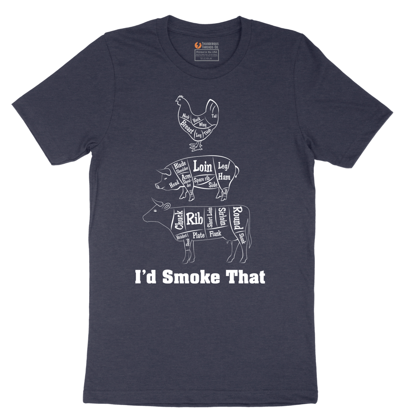 I'd Smoke That Meat Chart Version - Mens T-Shirt - Sizes S - 6XL