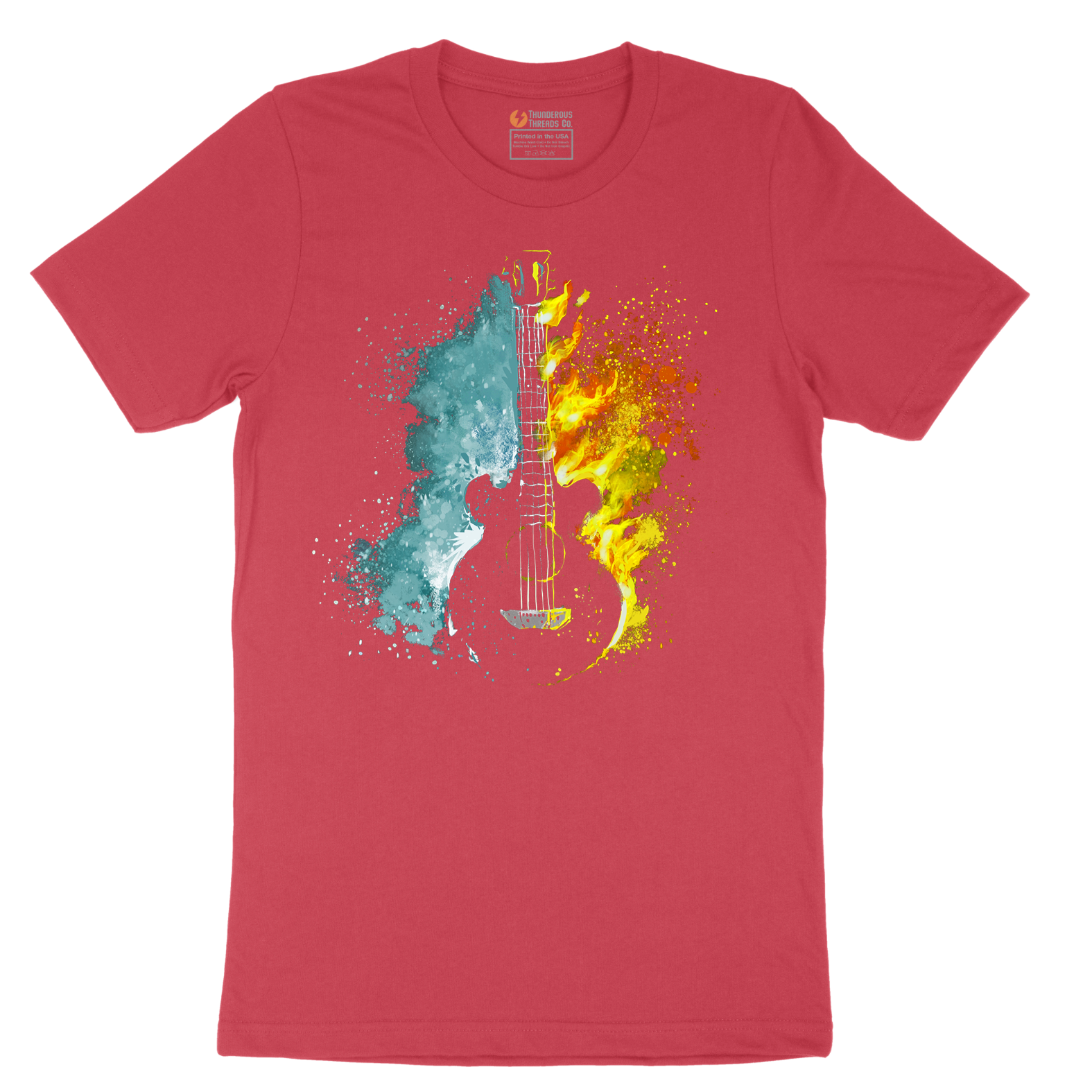 Guitar Fire and Water - Mens T-Shirt - Sizes S - 6XL