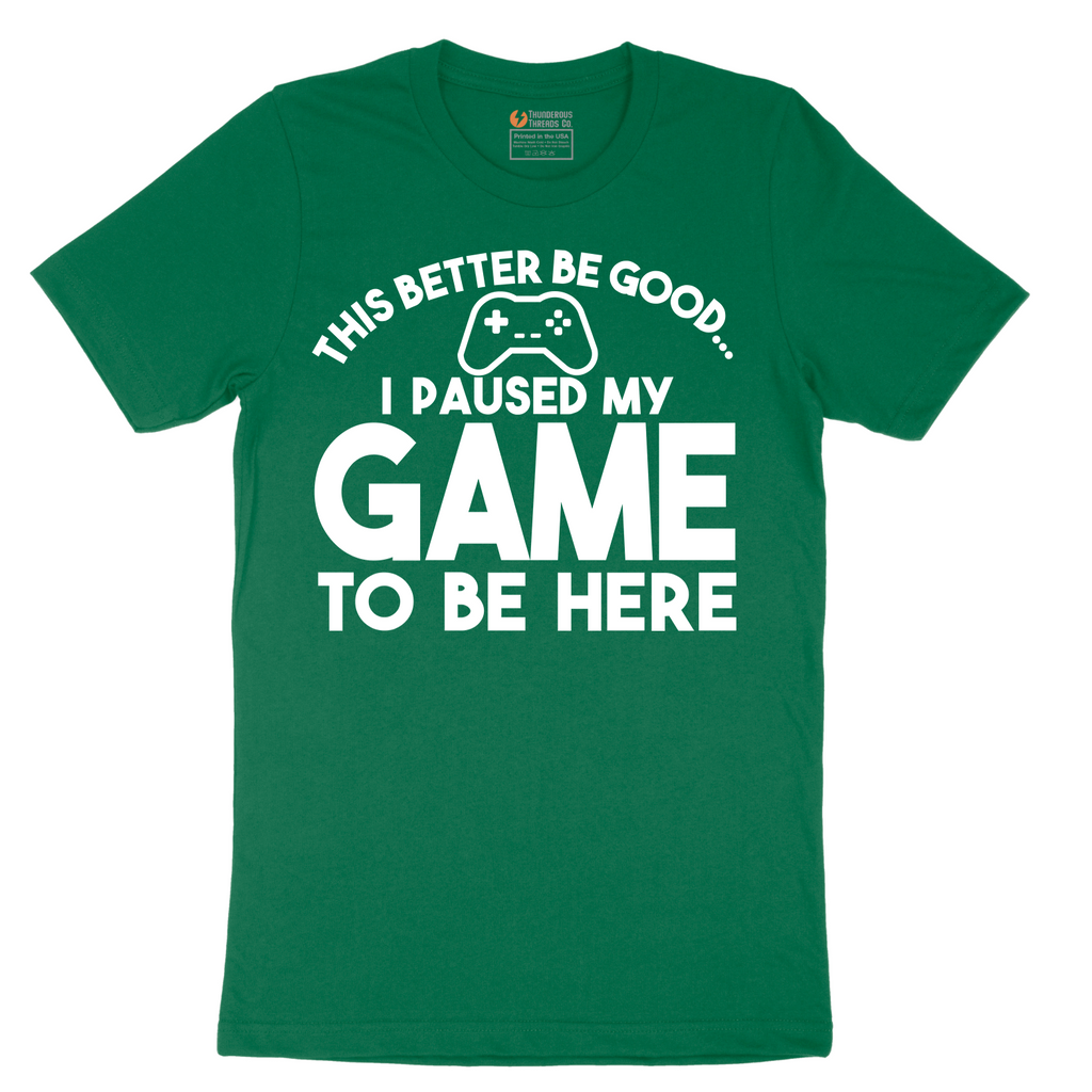 This Better Be Good I Paused My Game to Be Here - Mens T-Shirt - Sizes S - 6XL