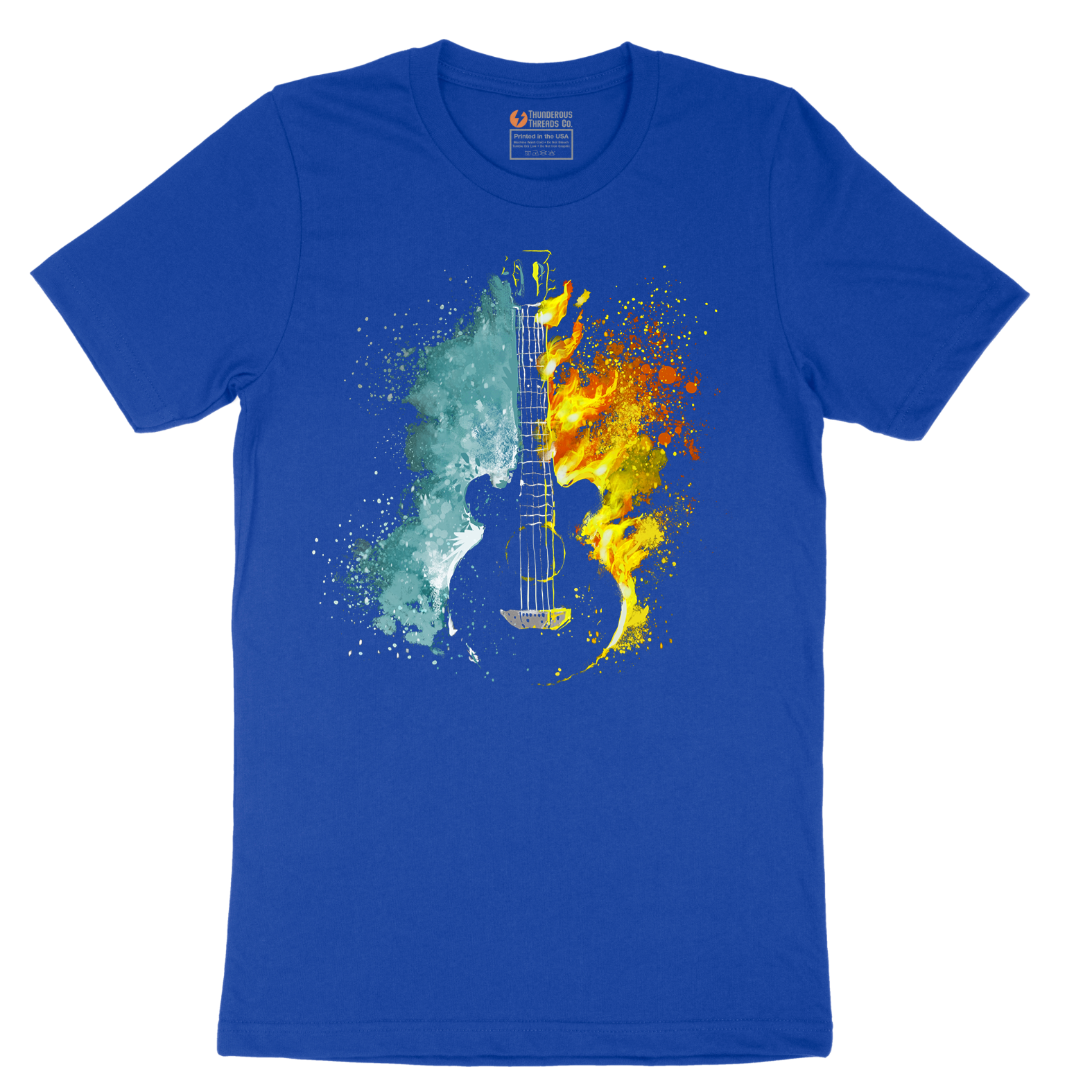 Guitar Fire and Water - Mens T-Shirt - Sizes S - 6XL