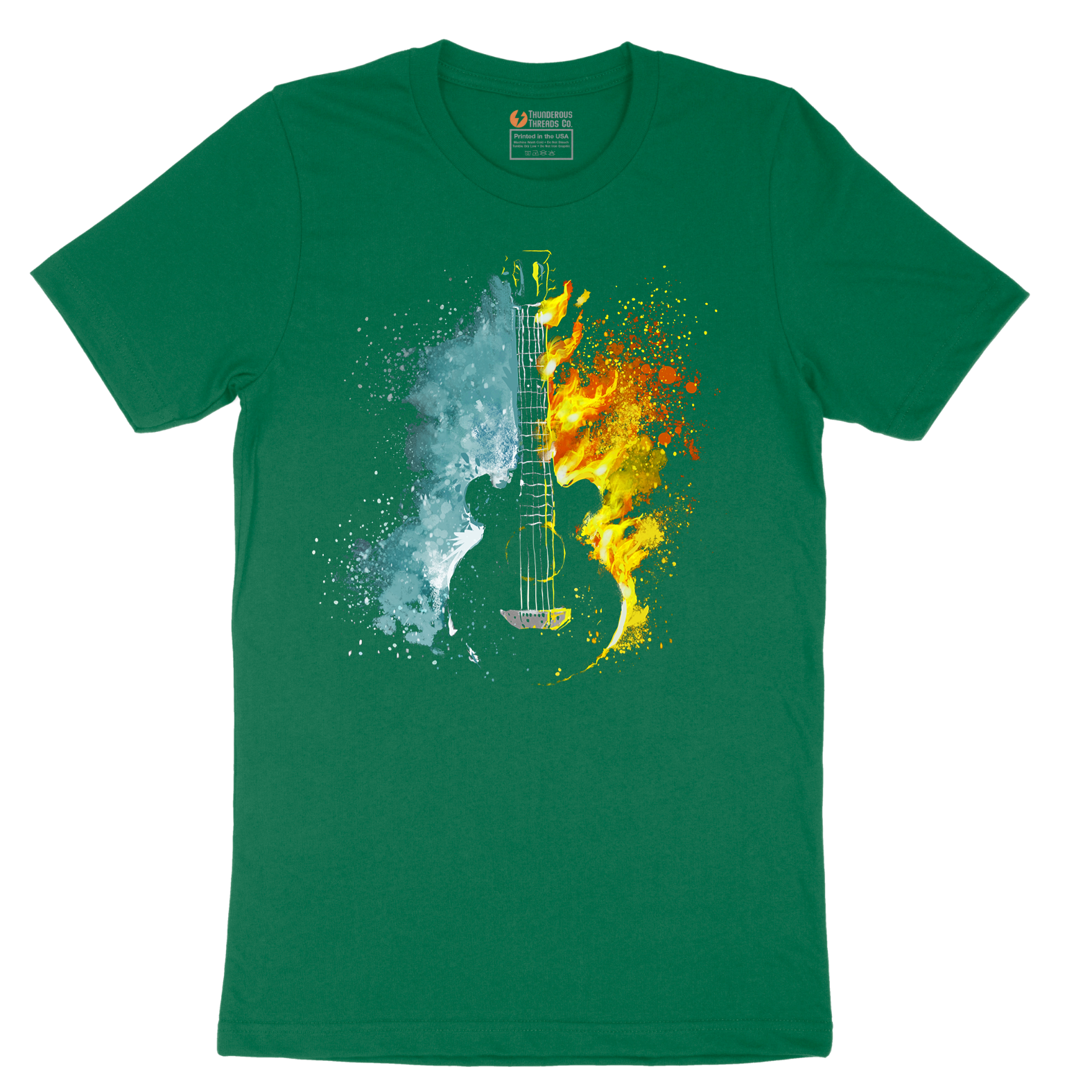 Guitar Fire and Water - Mens T-Shirt - Sizes S - 6XL