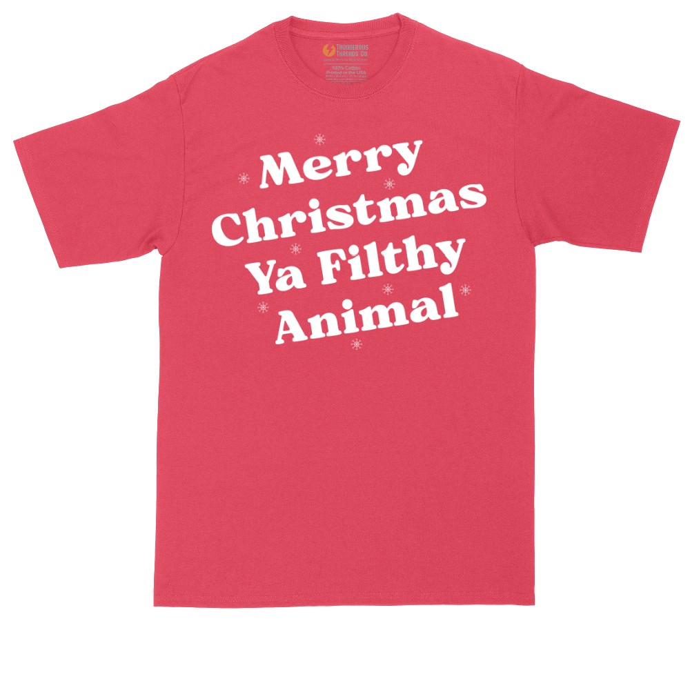 Merry Christmas Ya Filthy Animal | Mens Tall T-Shirt