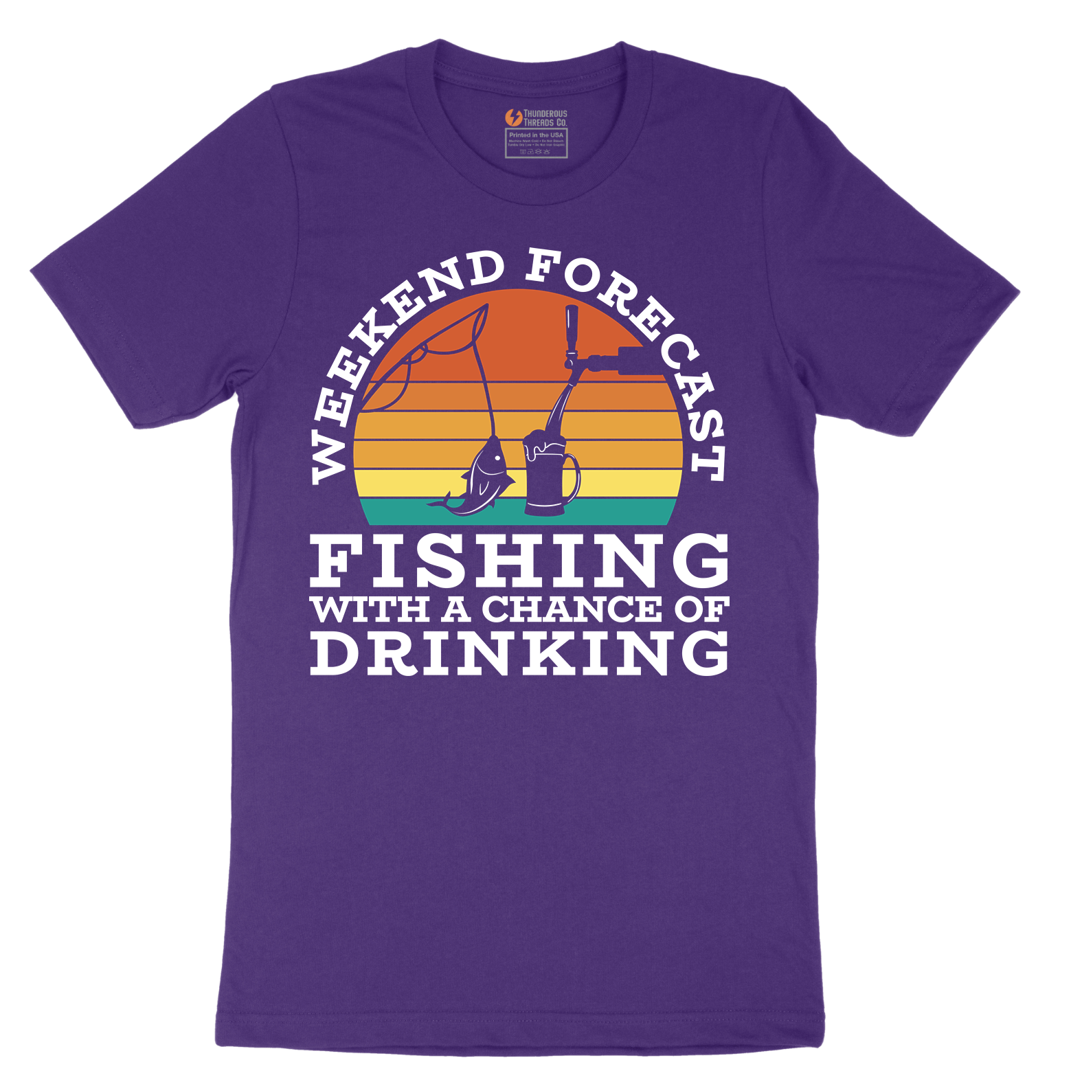 Weekend Forecast_Fishing with a Chance of Drinking - Mens T-Shirt - Sizes S - 6XL