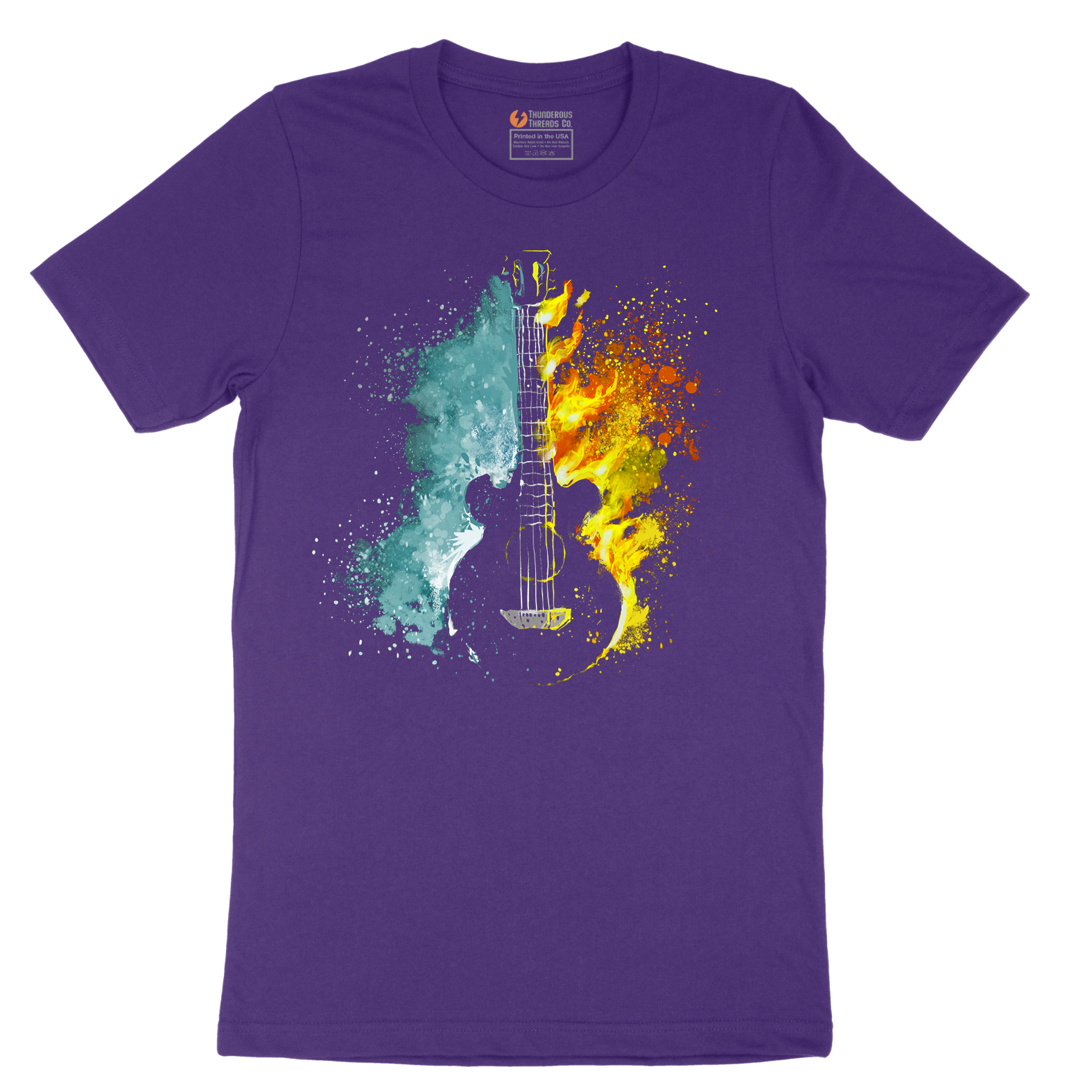 Guitar Fire and Water - Mens T-Shirt - Sizes S - 6XL