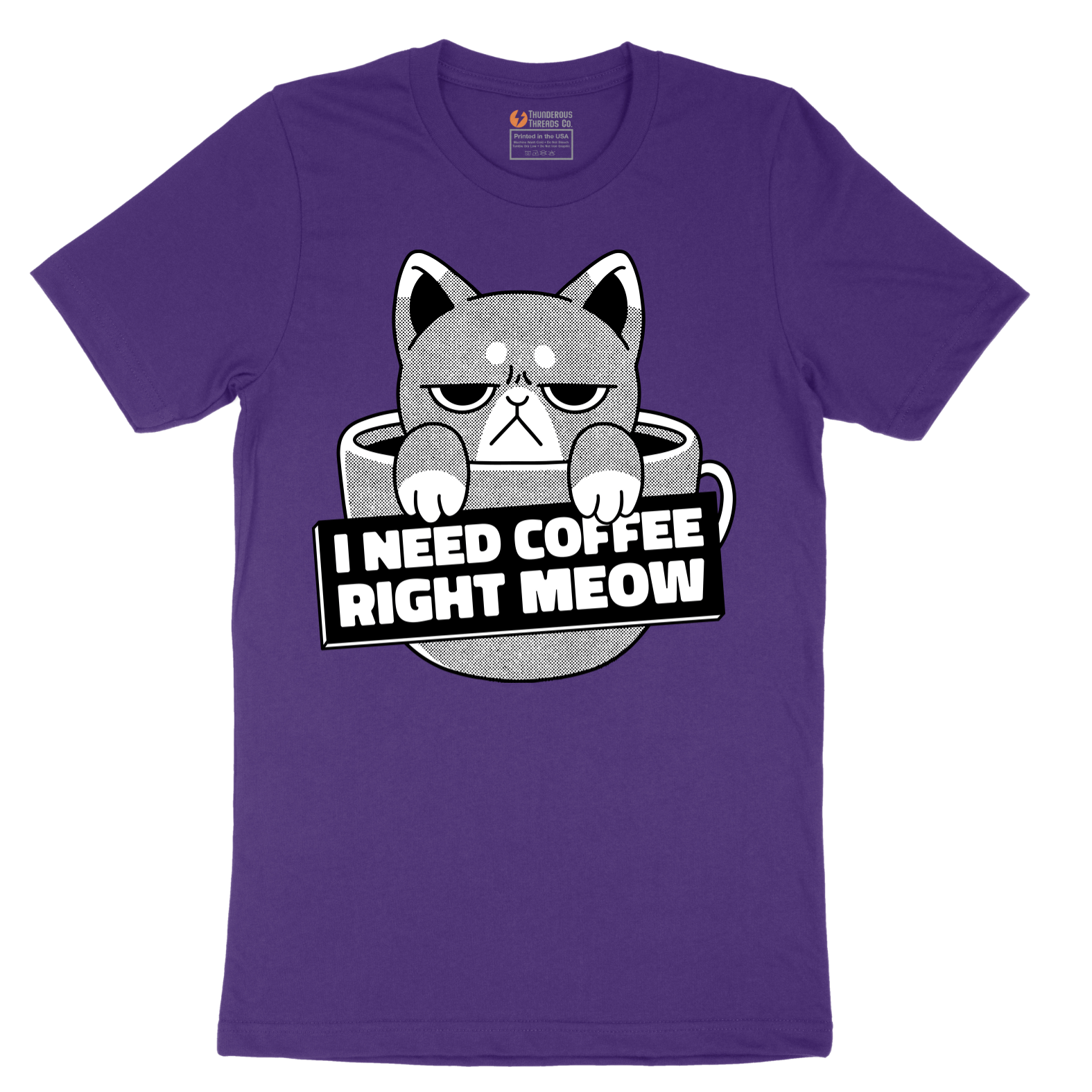 I Need Coffee Right Meow - Mens T-Shirt - Sizes S - 6XL