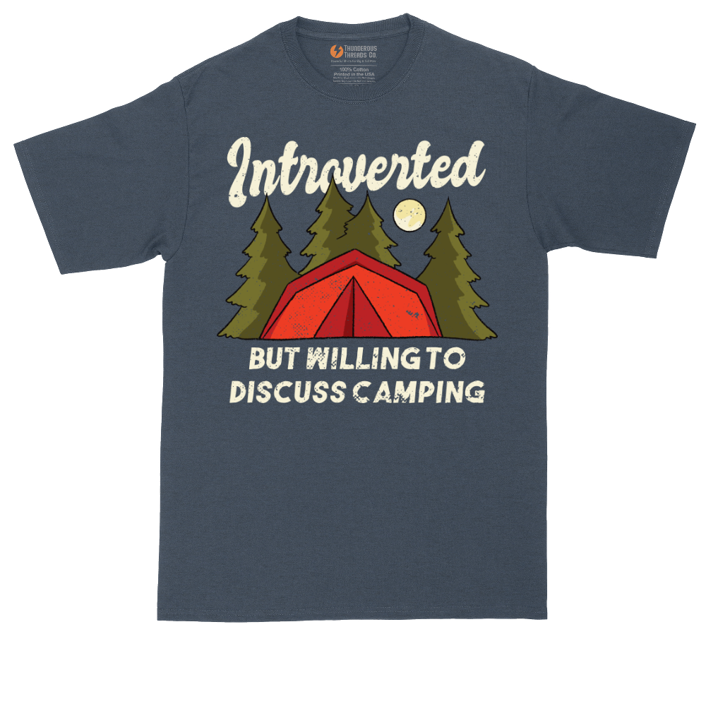 Introverted but Willing to Discuss Camping | Mens Tall T-Shirt