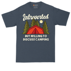 Introverted but Willing to Discuss Camping | Mens Tall T-Shirt